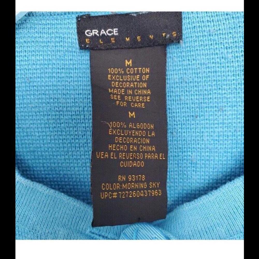 Grace Elements Blue Button Cuffed 3/4 Sleeve Card… - image 2